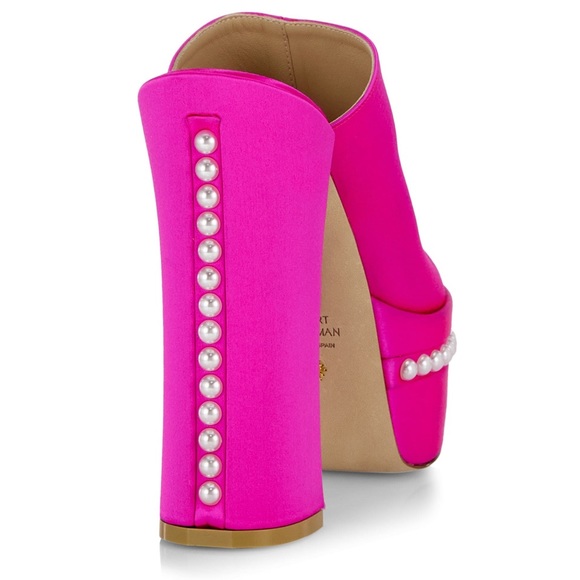 NEW Stuart Weitzman SkyHi satin platform sandals - Picture 2 of 16